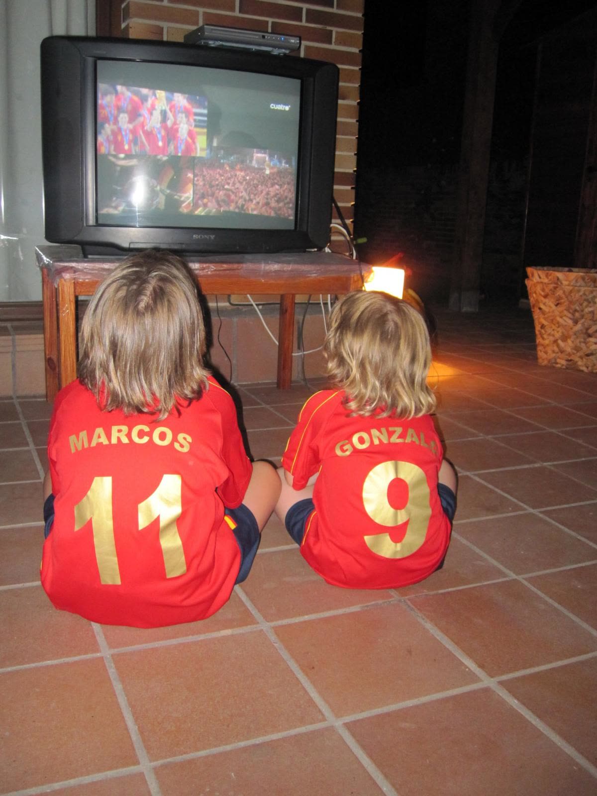 Marcos y Gonzalo de pequeños viendo a España ganar el Mundial de 2010