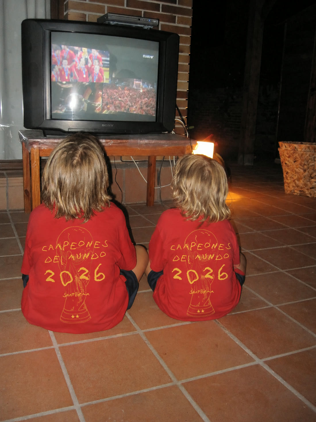 Gonzalo y Marcos de pequeños con camisetas de campeones del mundo
